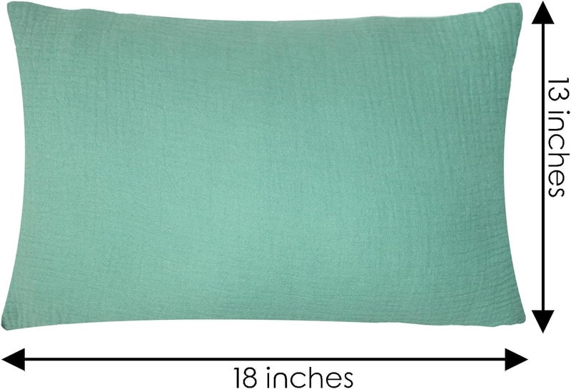 Dormlony Organic Cotton Muslin Mini Pillowcases with Envelope Design,2 Pack Ultra Breathable Kids Toddler Pillowcases for Boys and Girls- 13 x 18 inches (Turquoise) - Image 2